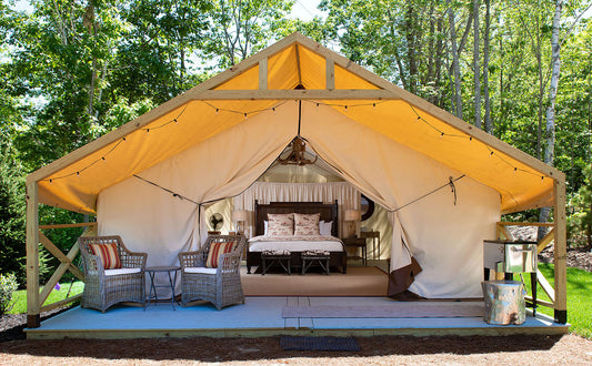 A Glamping Tent set into the woods