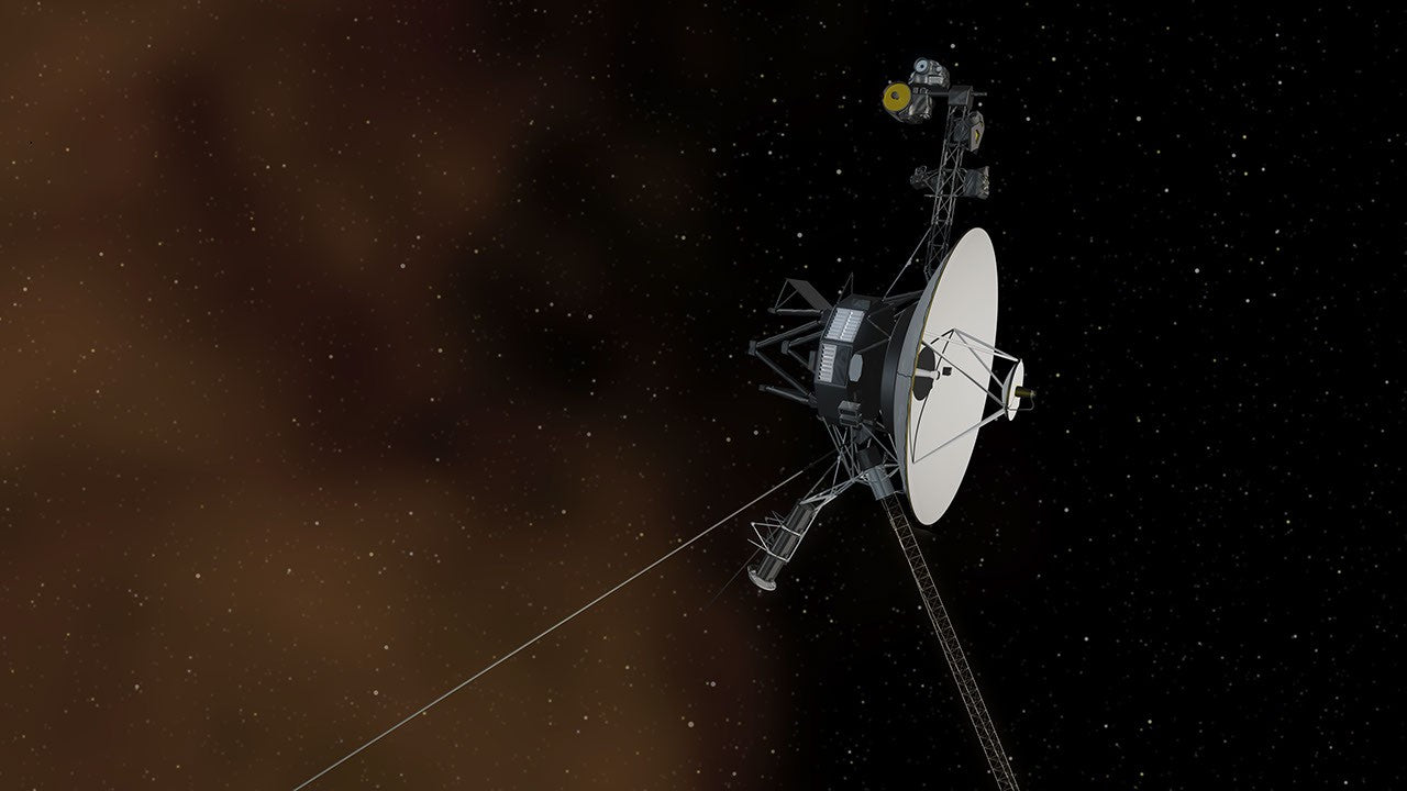 Artist concept of NASA's Voyager 1 spacecraft using thermoelectric power in interstellar space