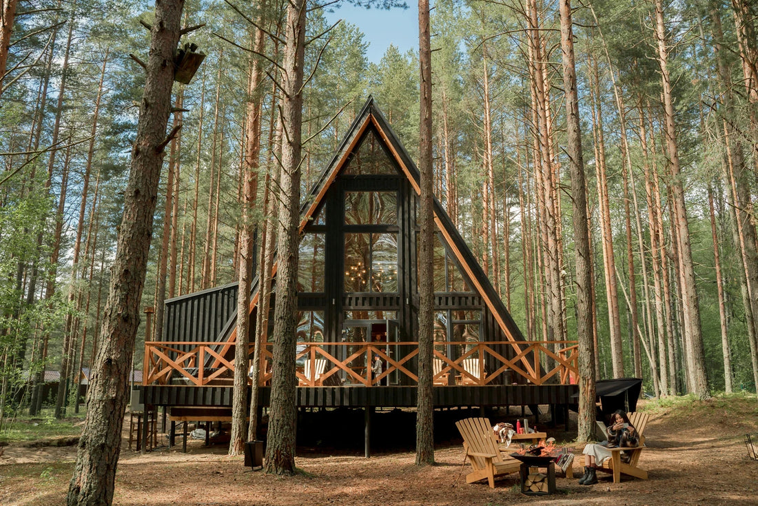 a beautiful A-Frame cabin tucked in the woods is a perfect place for the BlazOn EMBER portable hybrid propane heater