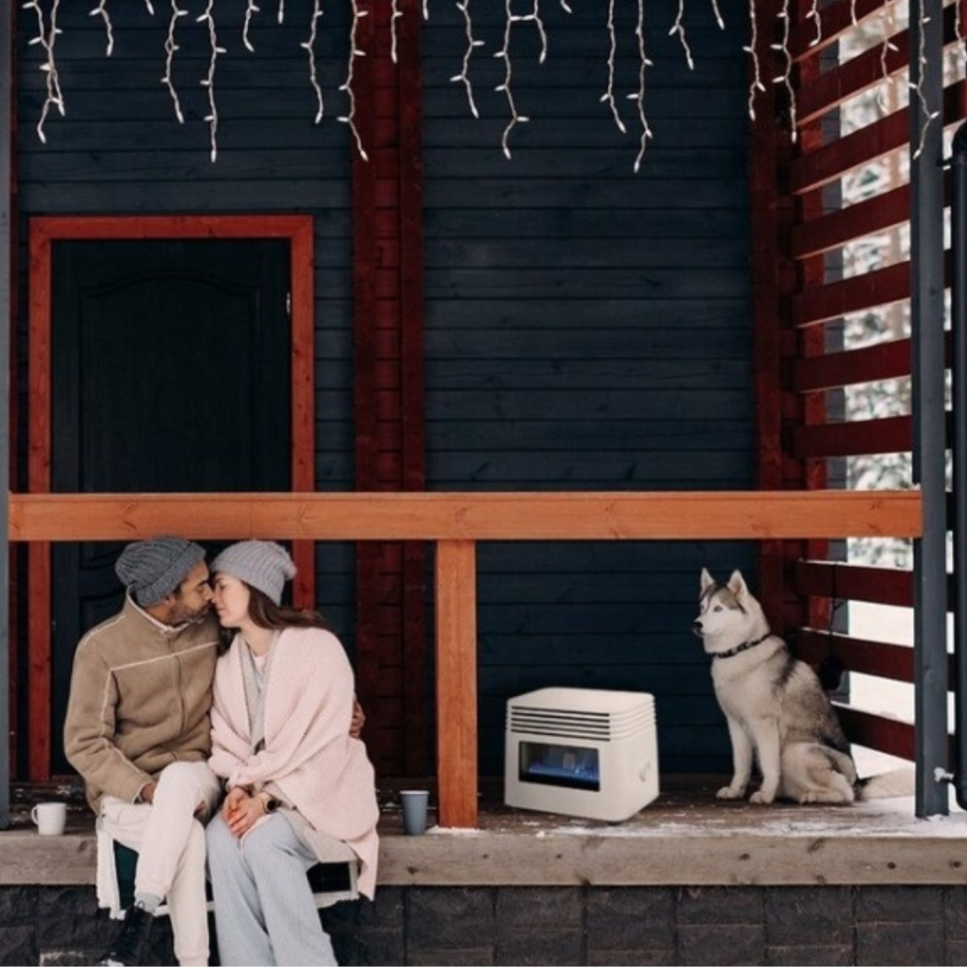 Cabin hybrid propane heater with self-powered blower