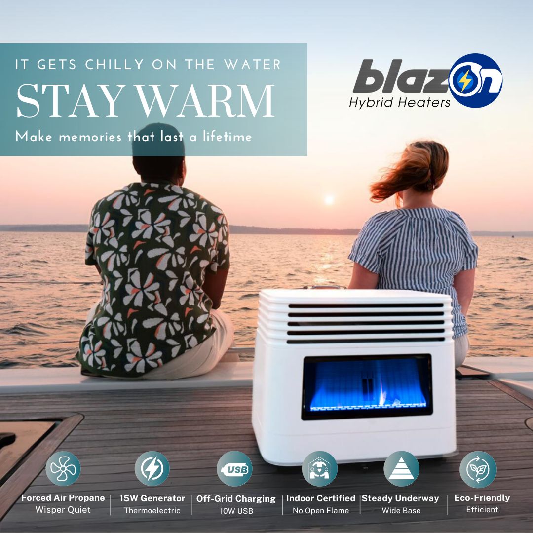 BlazOn Marine Heater with Stable Design: Wide Base, No-Slip Feet, and Low Center of Gravity for Safe Use on Boats